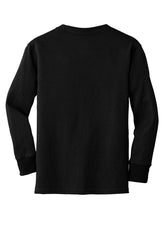 Port & Company® Youth Long Sleeve Core Cotton Tee - Jet Black